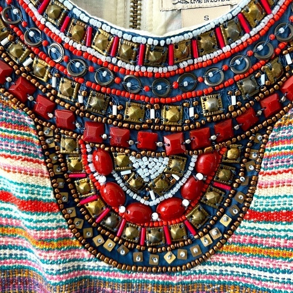 Lucky Brand Women's Ikat Beaded Sleeveless Cotton Dress Size Small - Picture 7 of 15